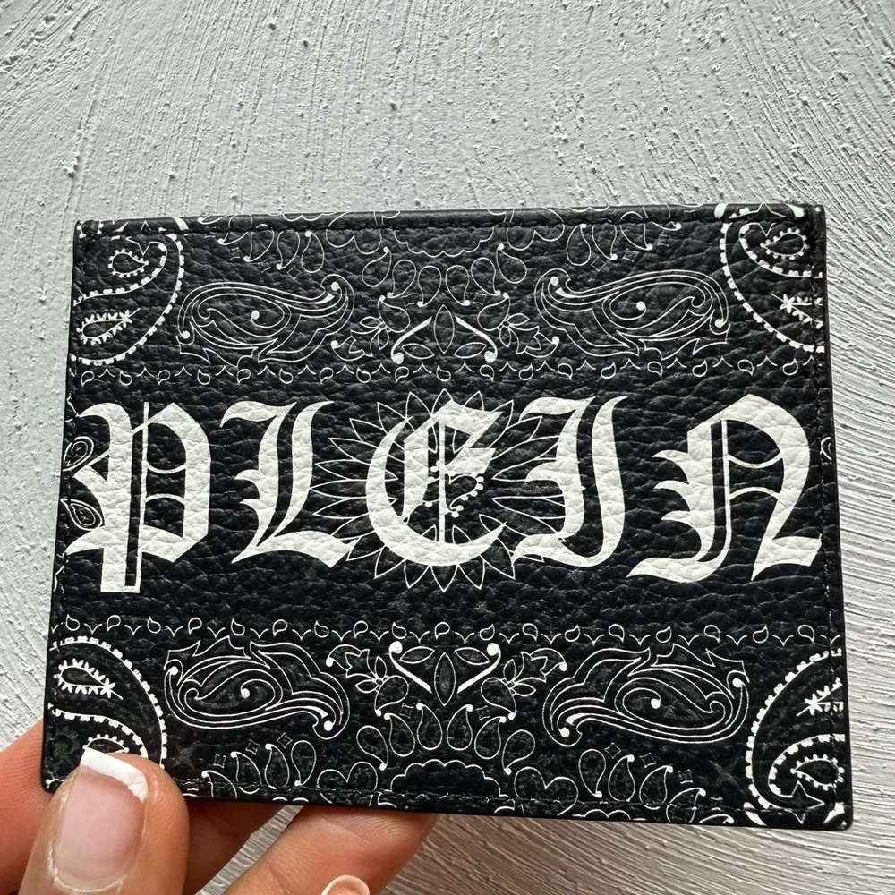 BNWT Philipp Plein Black & White Paisley Leather Credit Cards Holder / Wallet - Picture 3 of 16